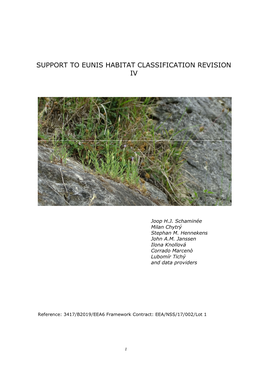 Support to Eunis Habitat Classification Revision Iv