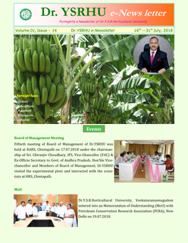 Dr. YSRHU E-News Letter Fortnightly E.Newsletter of Dr.Y.S.R.Horticultural University