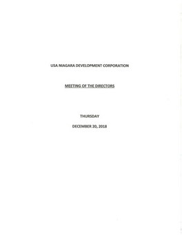 USA NIAGARA DEVELOPMENT CORPORATION Meeting of the Directors Held at the USA Niagara Offices 222 First Street — 7Th Floor Niagara Falls, New York 14303