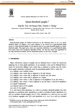 Quasi-Threshold Graphs *