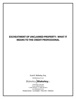 Escheatment of Unclaimed Property: What It Means to the Credit Professional