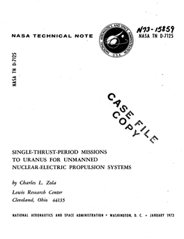 SINGLE-THRUST-PERIOD MISSIONS to URANUS for UNMANNED NUCLEAR-ELECTRIC PROPULSION SYSTEMS by Charles L