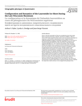 Configuration and Dynamics of the Laurentide Ice Sheet During