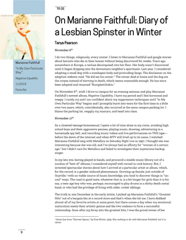 On Marianne Faithfull: Diary of a Lesbian Spinster in Winter