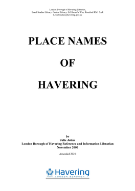 Place Names of Havering