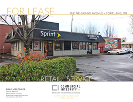 For Lease 1621 Ne Grand Avenue • Portland, Or