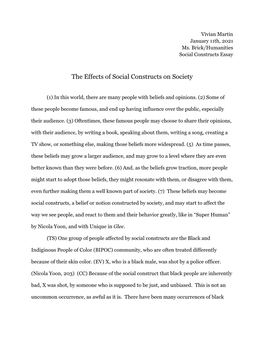 Vivian's Social Contructs Essay