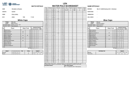 Len Water Polo Scoresheet