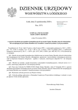 Uchwała Nr XX/112/2020 Z Dnia 30 Września 2020 R