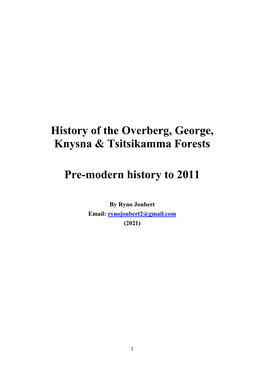 History of the Overberg, George, Knysna & Tsitsikamma Forests Pre