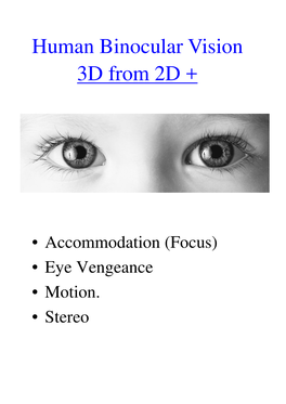 3D from 2D + Human Binocular Vision