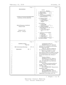 February 10, 2018 Orlando, FL U.S. Soccer Federation National Council