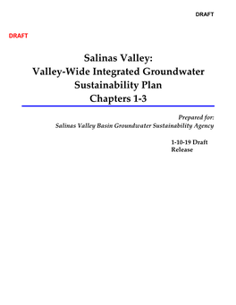 Salinas Valley: Valley-Wide Integrated Groundwater Sustainability Plan Chapters 1-3