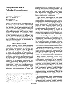 Histogenesis of Repair Following Osseous Surgery