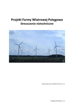 Projekt Farmy Wiatrowej Potęgowo Streszczenie Nietechniczne