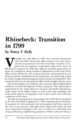 Rhinebeck: Transition in 1799 by Nancy V