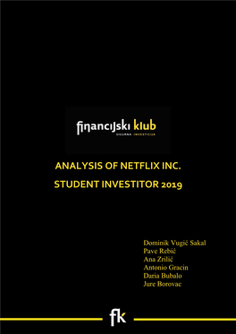 Analysis of Netflix Inc. Student Investitor 2019