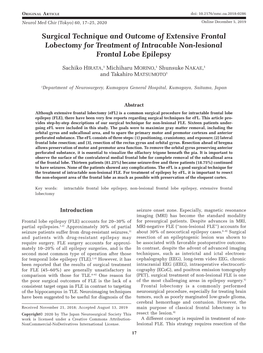 Surgical Technique and Outcome of Extensive Frontal Lobectomy for Treatment of Intracable Non-Lesional Frontal Lobe Epilepsy