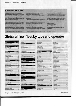 Global Airliner Fleet by Type and Operator