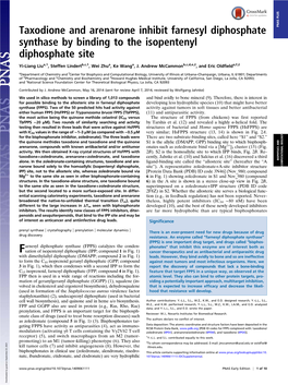 Taxodione and Arenarone Inhibit Farnesyl Diphosphate Synthase By