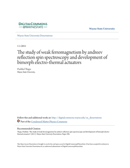 The Study of Weak Ferromagnetism by Andreev Reflection Spin Spectroscopy and Development of Bimorph Electro-Thermal Actuators