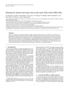 Hunting for Massive Late-Type Stars in the Inner Disk of the Milky Way. M