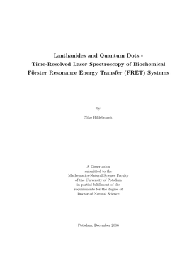 Lanthanides and Quantum Dots : Time-Resolved Laser Spectroscopy Of