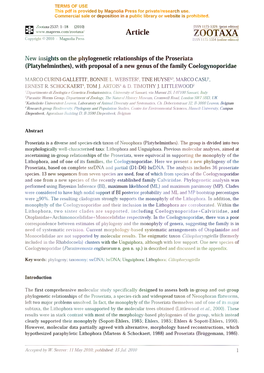 Zoootaxa, New Insights on the Phylogenetic Relationships of The