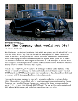 BMW the Company That Would Not Die! by Geoff Wheatley