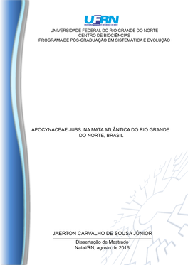 JAERTON CARVALHO DE SOUSA JÚNIOR ______Dissertação De Mestrado Natal/RN, Agosto De 2016