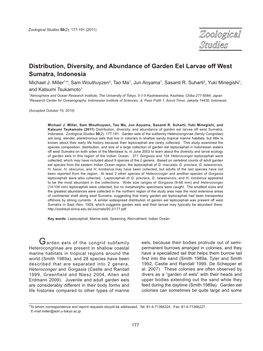 Distribution, Diversity, and Abundance of Garden Eel Larvae Off West Sumatra, Indonesia Michael J