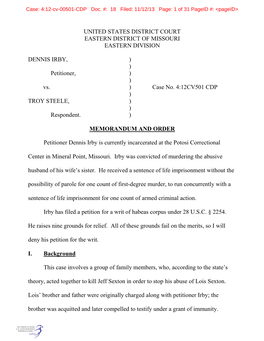 Case: 4:12-Cv-00501-CDP Doc. #: 18 Filed: 11/12/13 Page: 1 of 31 Pageid