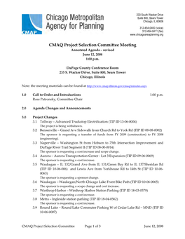 CMAQ Project Selection Committee Meeting Annotated Agenda – Revised June 12, 2008 1:00 P.M