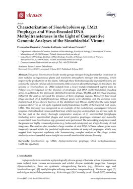 Characterization of Sinorhizobium Sp. LM21 Prophages and Virus