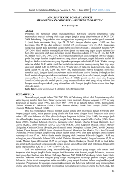 Jurnal Kepelatihan Olahraga, Volume 1, No. 1, Juni 2009 ISSN 2086-339X