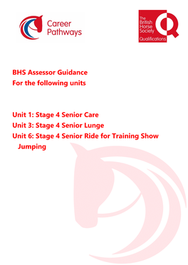 BHS Assessor Guidance for the Following Units