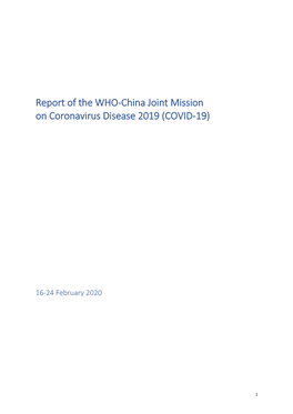 Report of the WHO-China Joint Mission on Coronavirus Disease 2019 (COVID-19)