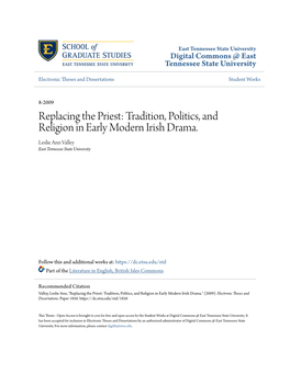 Replacing the Priest: Tradition, Politics, and Religion in Early Modern Irish Drama