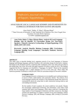 Analysis of Local Language Kinship and Its Benefits to Curriculum Design for Non-Native Speakers