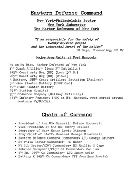 Eastern Defense Command Chain of Command