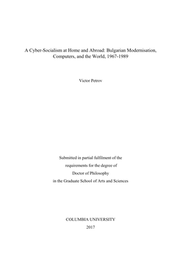 A Cyber-Socialism at Home and Abroad: Bulgarian Modernisation, Computers, and the World, 1967-1989