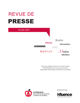 Revue De Presse Du 10 Juin