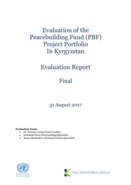 Evaluation of the Peacebuilding Fund (PBF) Project Portfolio in Kyrgyzstan