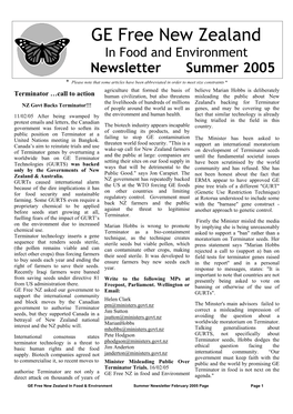 January 2005 Newsletter