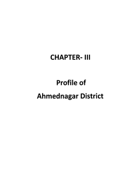 CHAPTER- Profile of Ahmednagar District