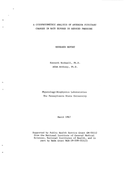 A Cytophotometric Analysis of Anterior Pituitary Changes in Rats Exposed to Reduced Pressure