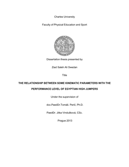 Charles University Faculty of Physical Education and Sport Dissertation