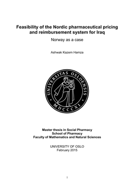 Feasibility of the Nordic Pharmaceutical Pricing and Reimbursement System for Iraq Norway As a Case