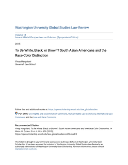 To Be White, Black, Or Brown? South Asian Americans and the Race-Color Distinction