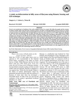 A Study on Deforestation in Hilly Areas of Haryana Using Remote Sensing and GIS Technique